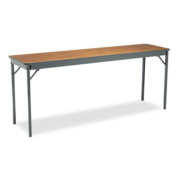 Barricks Rectangle Folding Table, 72" W, 18" L, 30" H, Walnut/Black Top, Laminate CL1872-WA